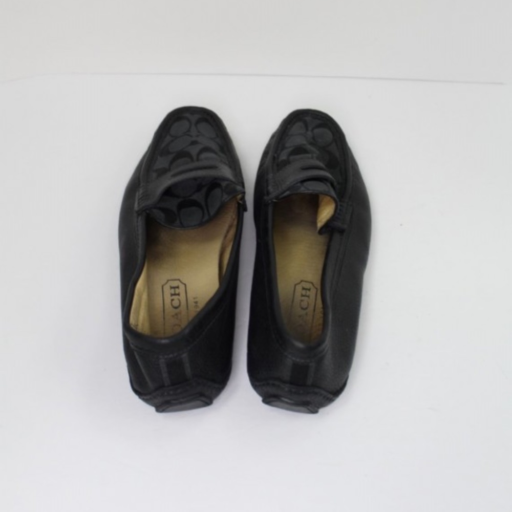Coach Men's Pebble Leather Penny Loafer Driver Slippers Black Size 10 - Picture 3 of 3